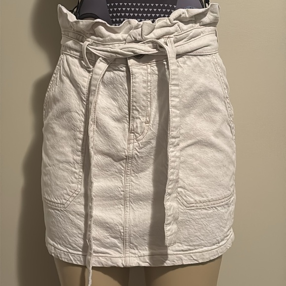 Free People Splendor in the Grass Oatmeal Denim Bow Detail Tie Mini size 6 - Picture 4 of 7